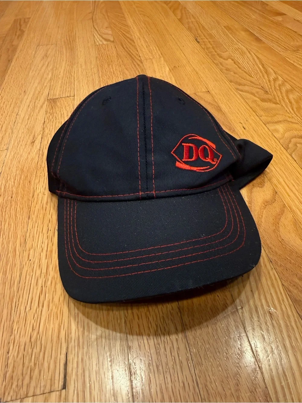 Dairy Queen DQ Embroidered Black Cap with Red Stitching